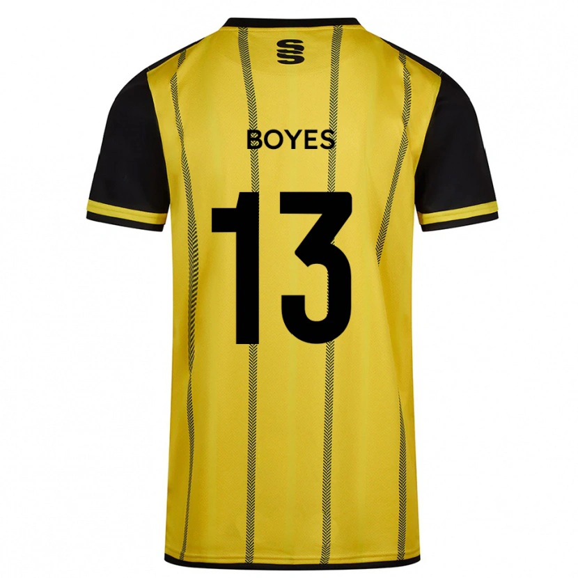 Danxen Børn Patrick Boyes #13 Gul Sort Udebane Spillertrøjer 2025/26 Trøje T-Shirt