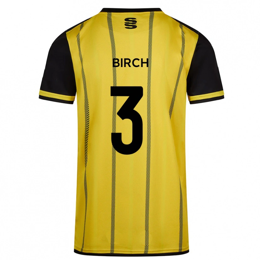 Danxen Børn Sam Birch #3 Gul Sort Udebane Spillertrøjer 2025/26 Trøje T-Shirt