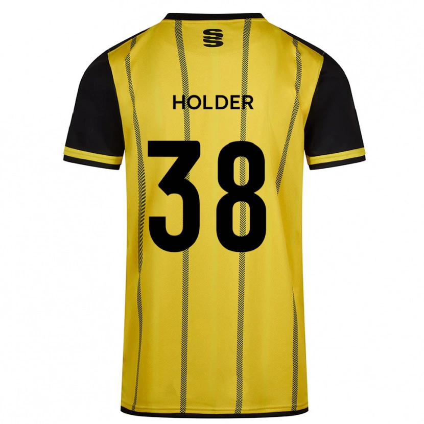 Danxen Børn Stan Holder #38 Gul Sort Udebane Spillertrøjer 2025/26 Trøje T-Shirt