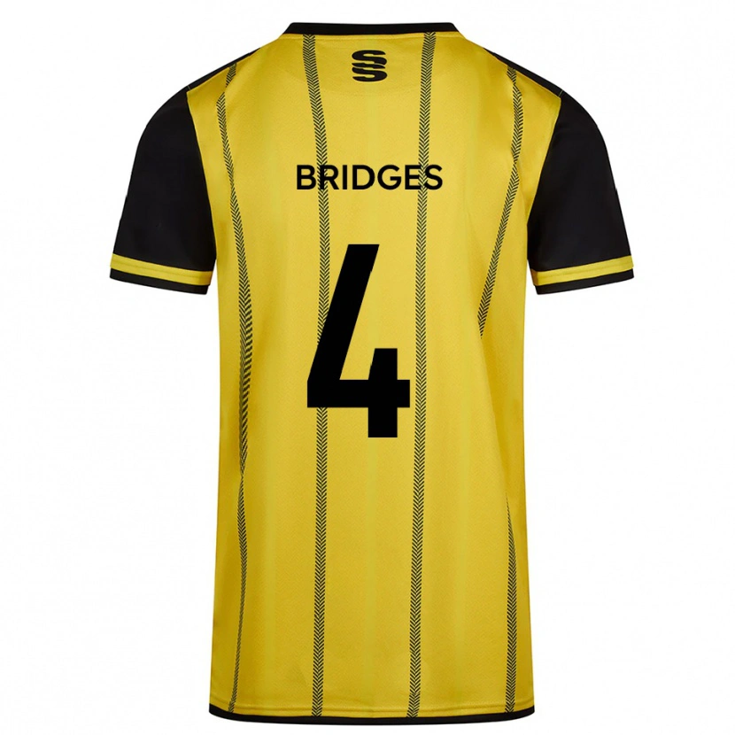 Danxen Børn Jacob Bridges #4 Gul Sort Udebane Spillertrøjer 2025/26 Trøje T-Shirt