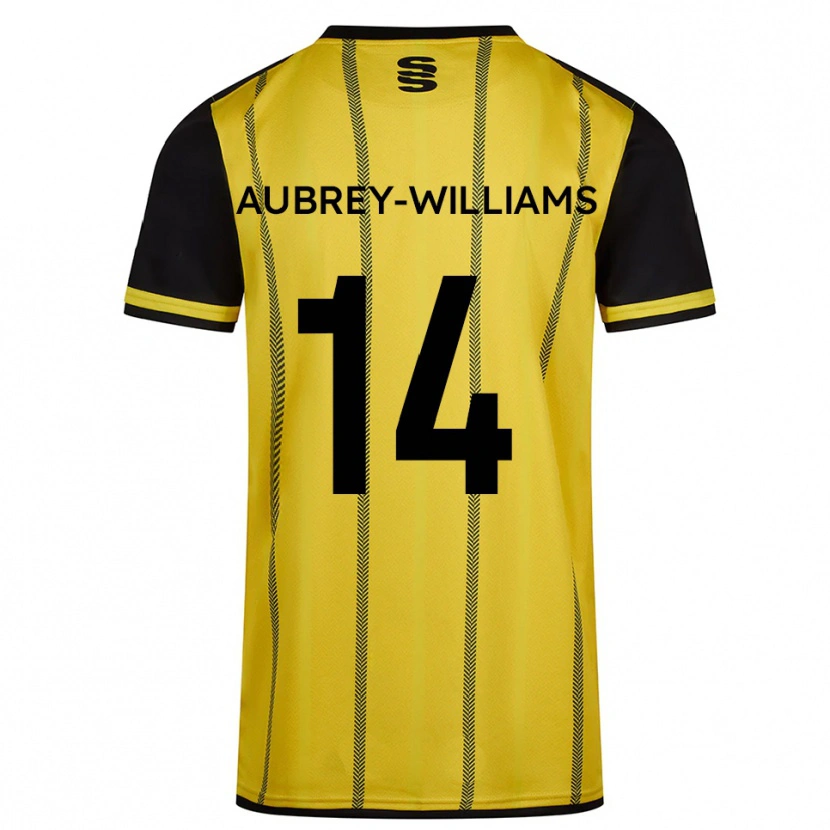 Danxen Børn Harrison Aubrey-Williams #14 Gul Sort Udebane Spillertrøjer 2025/26 Trøje T-Shirt