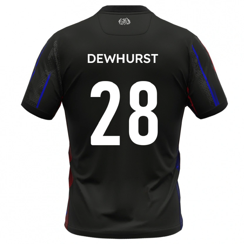 Danxen Børn Marcus Dewhurst #28 Sort Rød Udebane Spillertrøjer 2025/26 Trøje T-Shirt