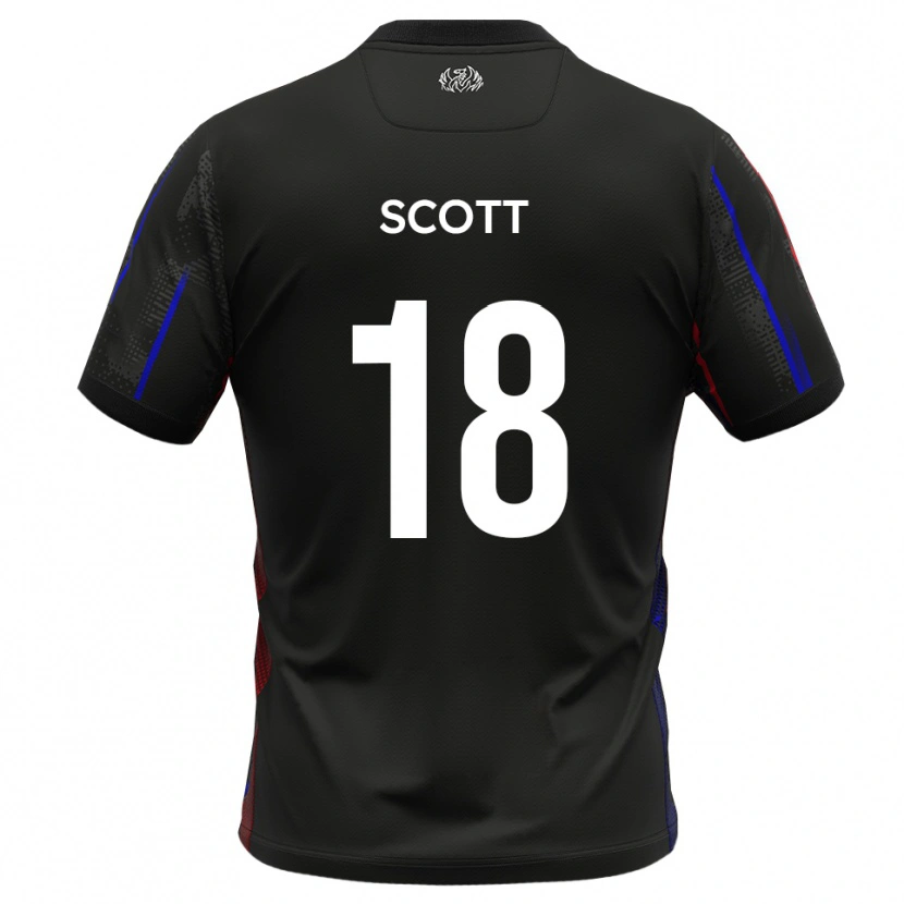 Danxen Børn Oliver Scott #18 Sort Rød Udebane Spillertrøjer 2025/26 Trøje T-Shirt