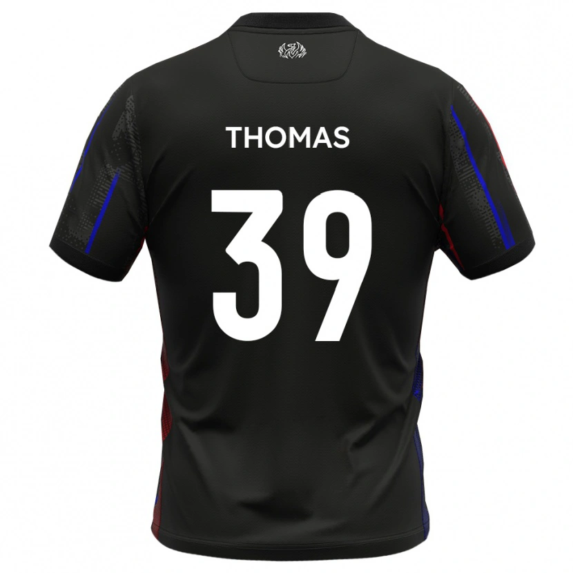 Danxen Børn Kwame Thomas #39 Sort Rød Udebane Spillertrøjer 2025/26 Trøje T-Shirt