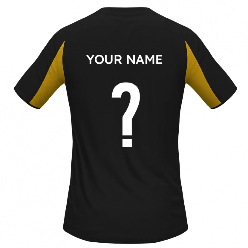 Danxen Børn Dit Navn #0 Sort Gul Udebane Spillertrøjer 2025/26 Trøje T-Shirt