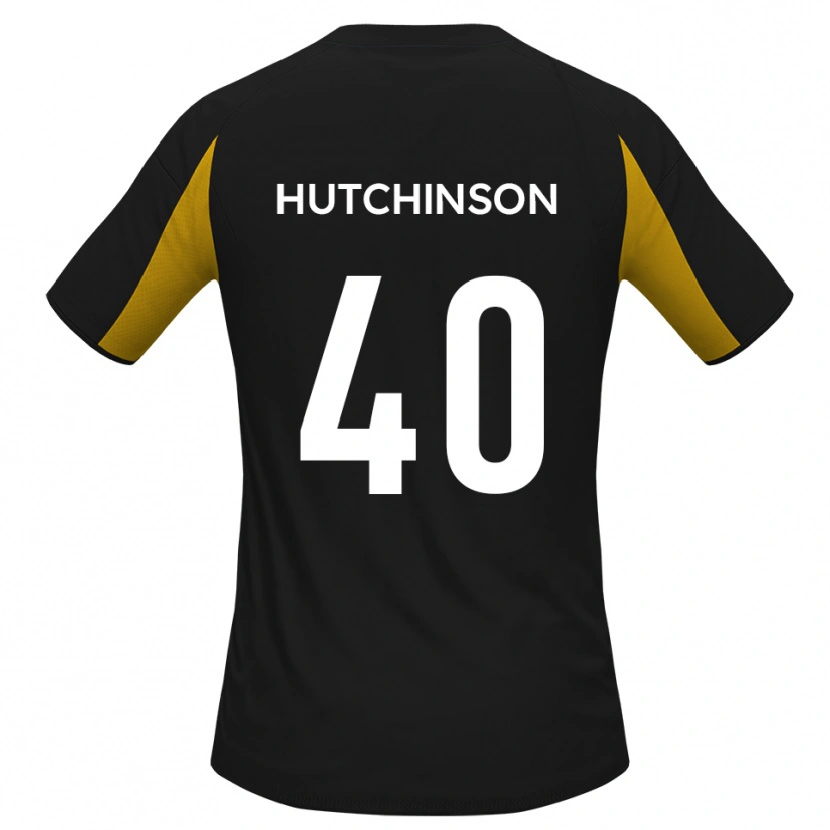 Danxen Børn Luke Hutchinson #40 Sort Gul Udebane Spillertrøjer 2025/26 Trøje T-Shirt