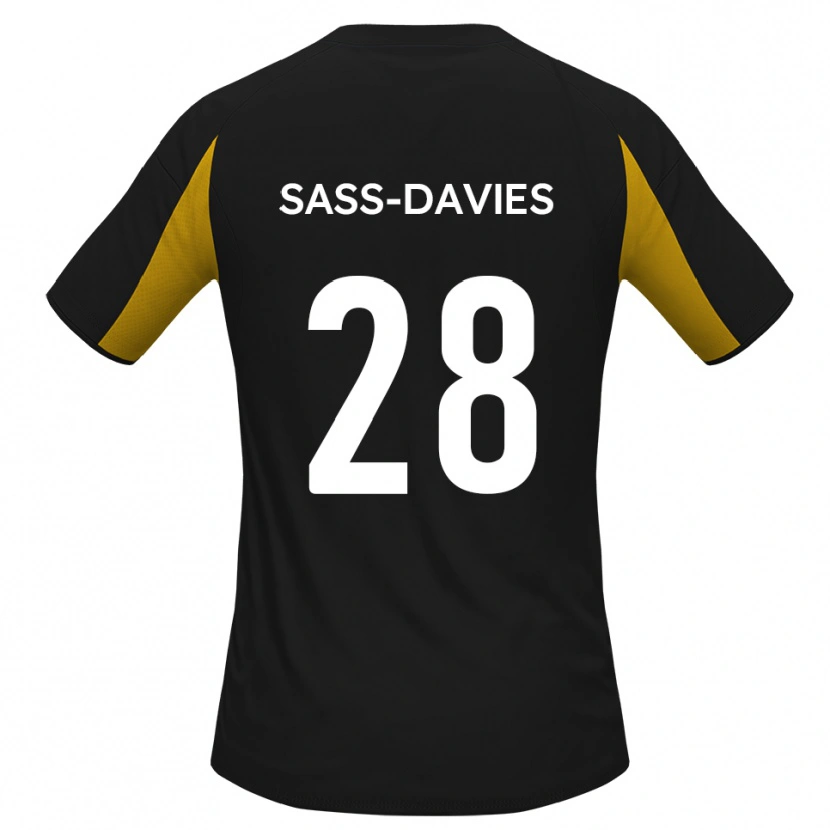 Danxen Børn Billy Sass-Davies #28 Sort Gul Udebane Spillertrøjer 2025/26 Trøje T-Shirt
