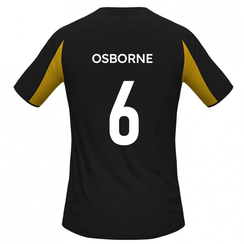 Danxen Børn Elliot Osborne #6 Sort Gul Udebane Spillertrøjer 2025/26 Trøje T-Shirt