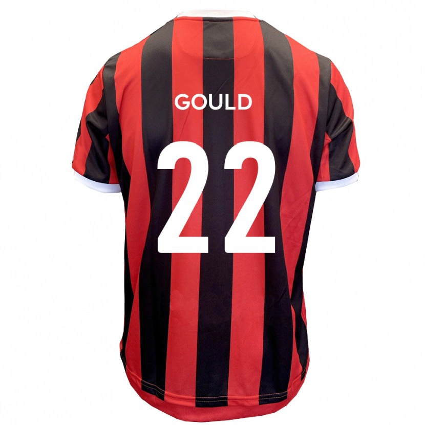 Danxen Børn Matt Gould #22 Rød Sort Udebane Spillertrøjer 2025/26 Trøje T-Shirt