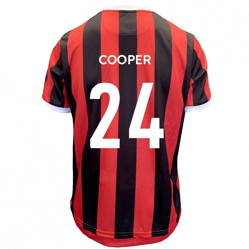 Danxen Børn Charlie Cooper #24 Rød Sort Udebane Spillertrøjer 2025/26 Trøje T-Shirt