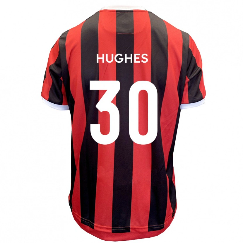 Danxen Børn Ollie Hughes #30 Rød Sort Udebane Spillertrøjer 2025/26 Trøje T-Shirt