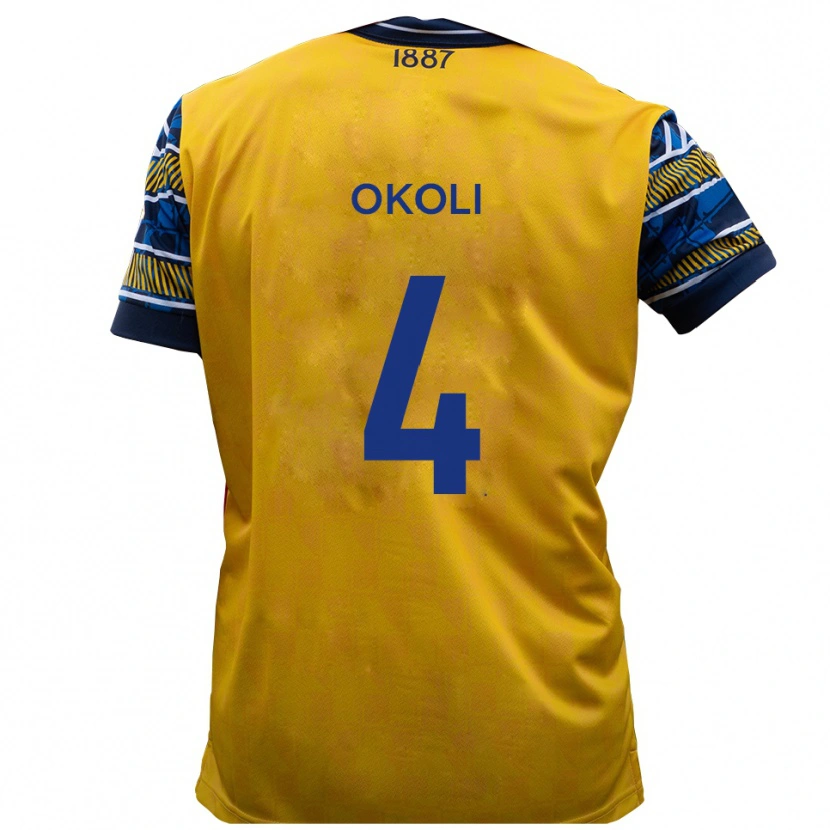 Danxen Børn Chinwike Okoli #4 Gul Sort Udebane Spillertrøjer 2025/26 Trøje T-Shirt
