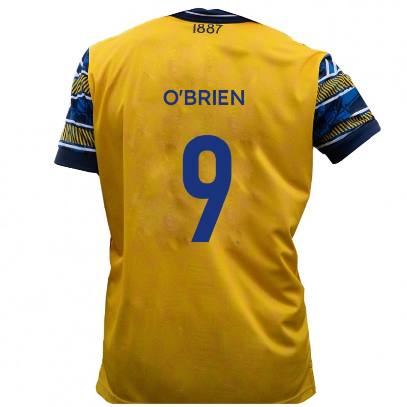 Danxen Børn Aiden O'brien #9 Gul Sort Udebane Spillertrøjer 2025/26 Trøje T-Shirt