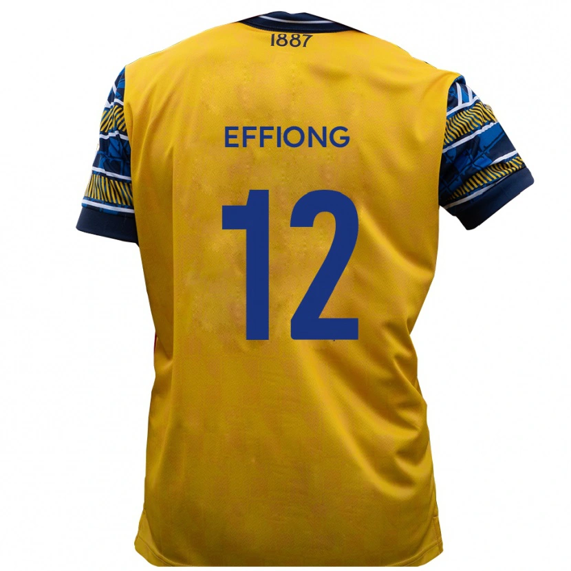 Danxen Børn Inih Effiong #12 Gul Sort Udebane Spillertrøjer 2025/26 Trøje T-Shirt