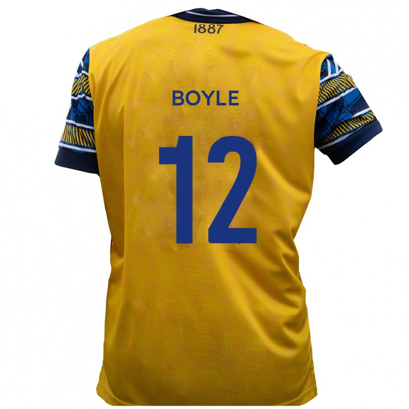Danxen Børn Louie Boyle #12 Gul Sort Udebane Spillertrøjer 2025/26 Trøje T-Shirt