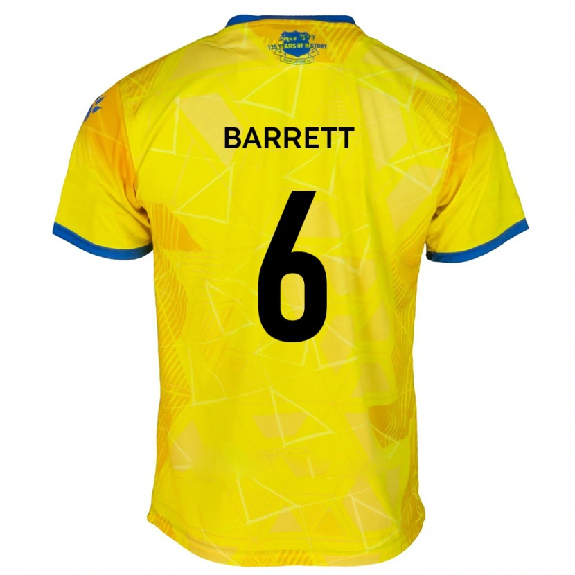 Danxen Børn Mason Barrett #6 Gul Blå Udebane Spillertrøjer 2025/26 Trøje T-Shirt