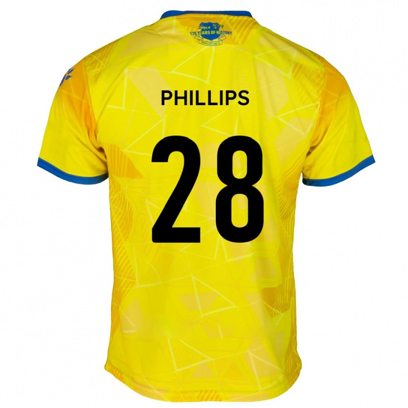 Danxen Børn Declan Phillips #28 Gul Blå Udebane Spillertrøjer 2025/26 Trøje T-Shirt