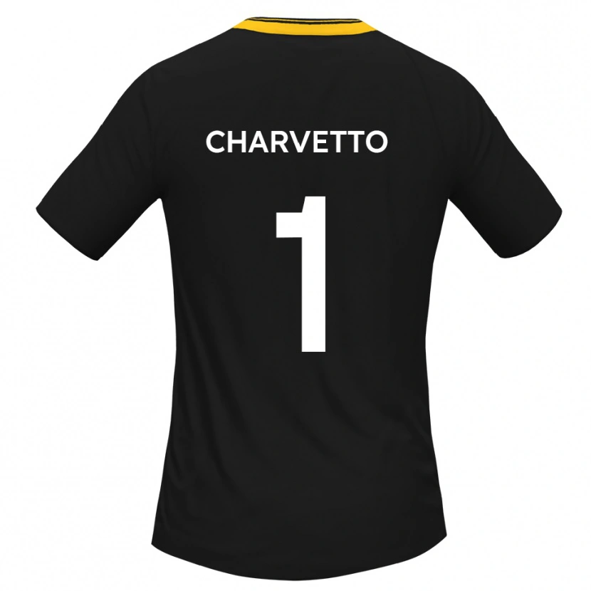 Danxen Børn Michael Charvetto #1 Sort Gul Udebane Spillertrøjer 2025/26 Trøje T-Shirt