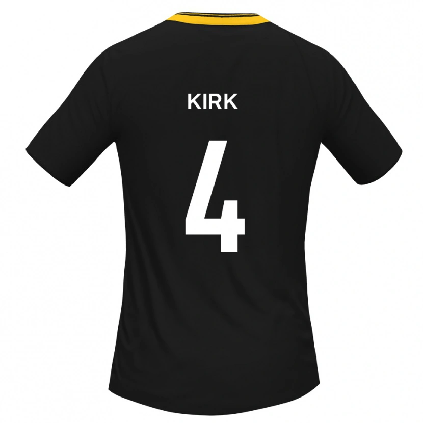 Danxen Børn Alex Kirk #4 Sort Gul Udebane Spillertrøjer 2025/26 Trøje T-Shirt
