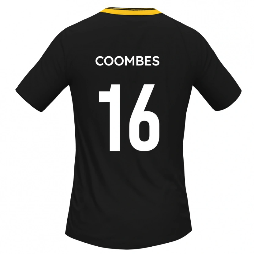 Danxen Børn Jay Coombes #16 Sort Gul Udebane Spillertrøjer 2025/26 Trøje T-Shirt