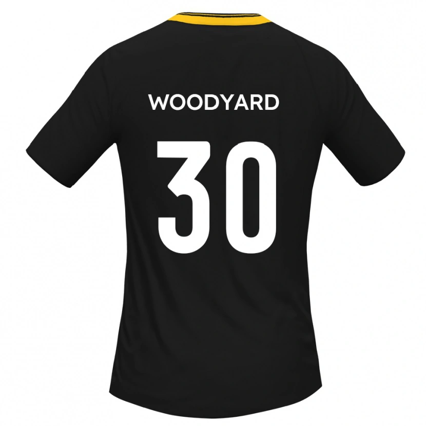 Danxen Børn Alex Woodyard #30 Sort Gul Udebane Spillertrøjer 2025/26 Trøje T-Shirt