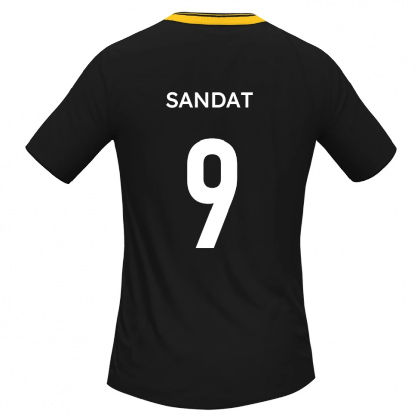 Danxen Børn Henry Sandat #9 Sort Gul Udebane Spillertrøjer 2025/26 Trøje T-Shirt