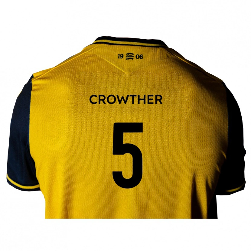 Danxen Børn Adam Crowther #5 Gul Sort Udebane Spillertrøjer 2025/26 Trøje T-Shirt