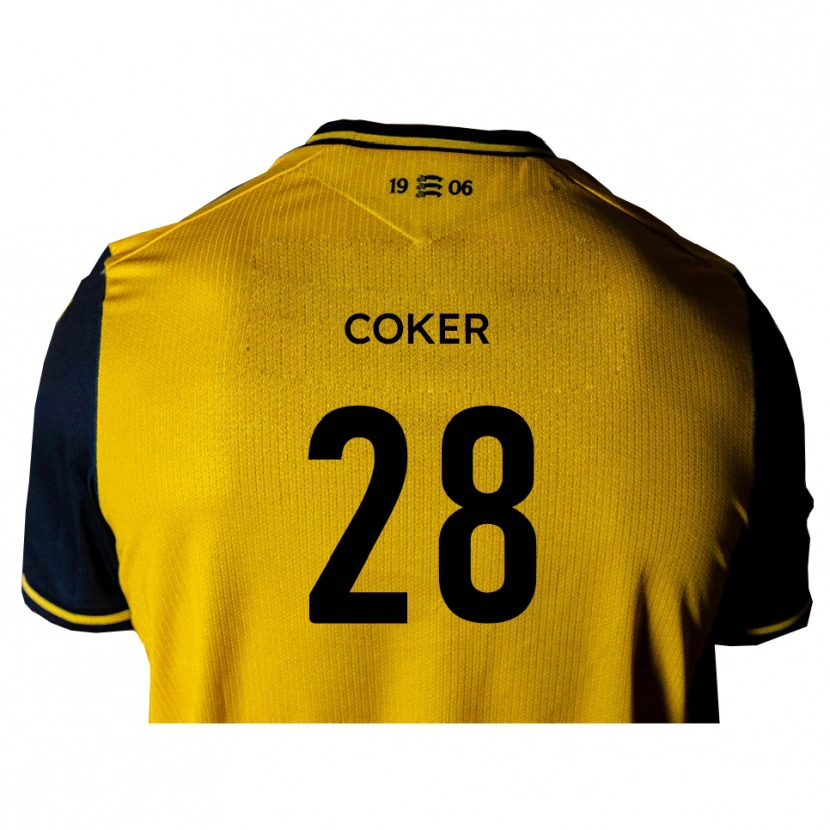 Danxen Børn Oliver Coker #28 Gul Sort Udebane Spillertrøjer 2025/26 Trøje T-Shirt