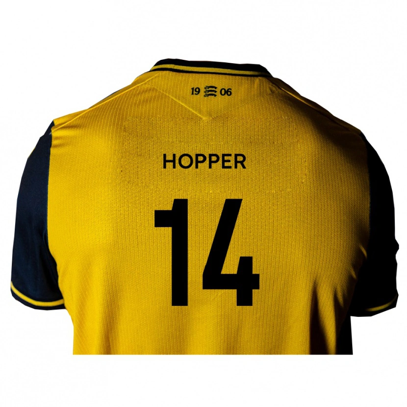 Danxen Børn Tom Hopper #14 Gul Sort Udebane Spillertrøjer 2025/26 Trøje T-Shirt
