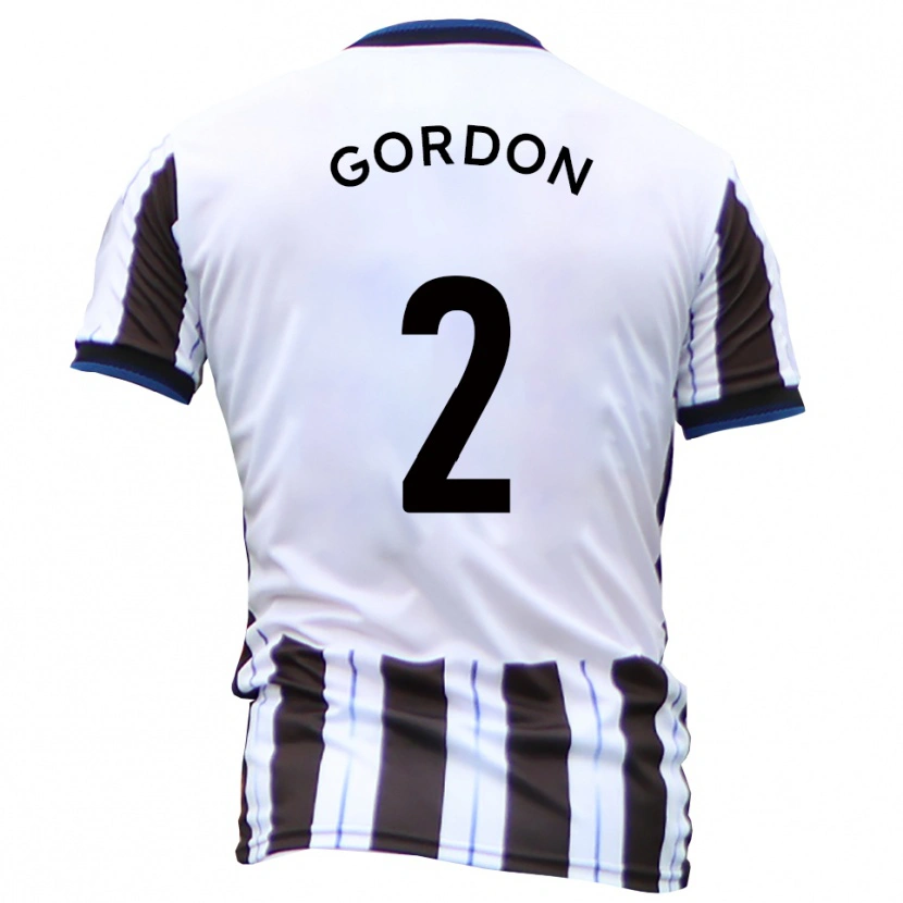 Danxen Børn Kyron Gordon #2 Hvid Sort Udebane Spillertrøjer 2025/26 Trøje T-Shirt