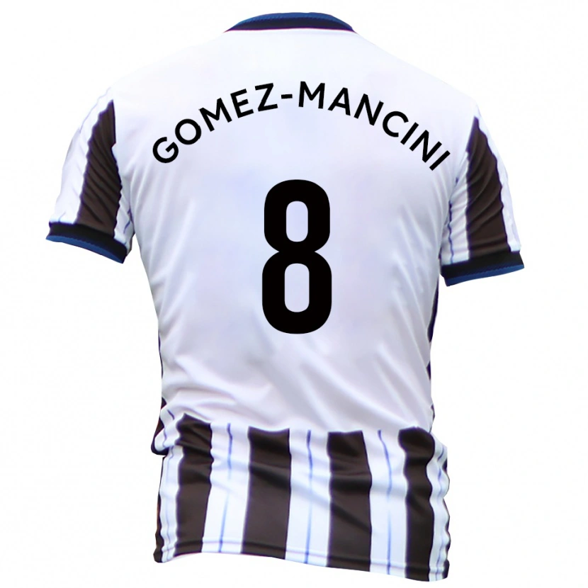 Danxen Børn Anthony Gomez-Mancini #8 Hvid Sort Udebane Spillertrøjer 2025/26 Trøje T-Shirt