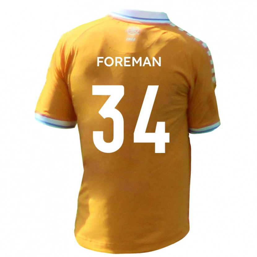 Danxen Børn Kian Foreman #34 Gul Blå Udebane Spillertrøjer 2025/26 Trøje T-Shirt