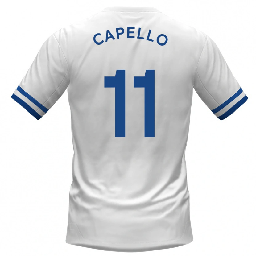 Danxen Børn Angelo Capello #11 Hvid Blå Udebane Spillertrøjer 2025/26 Trøje T-Shirt