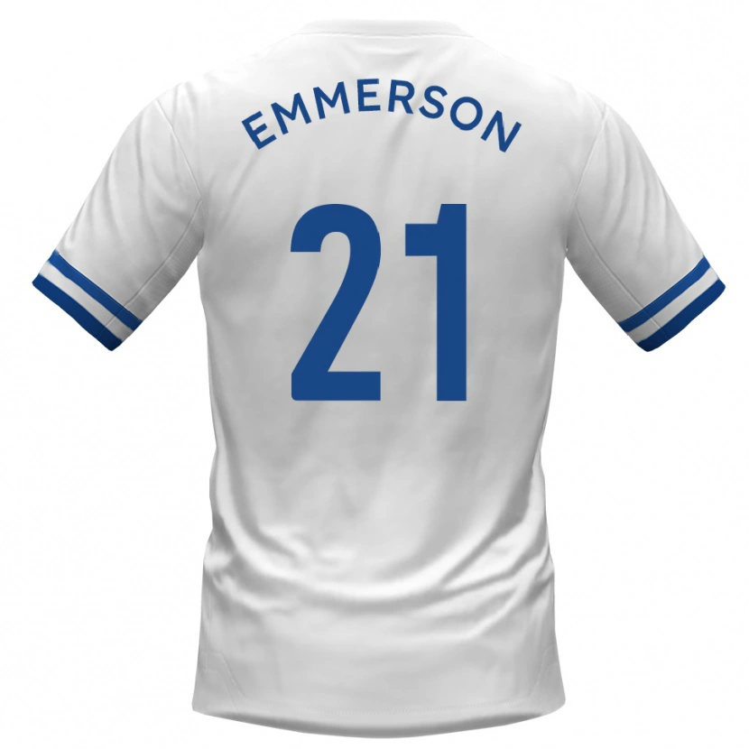 Danxen Børn Zak Emmerson #21 Hvid Blå Udebane Spillertrøjer 2025/26 Trøje T-Shirt
