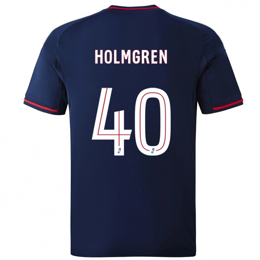 Danxen Børn Emma Holmgren #40 Marine Rød Udebane Spillertrøjer 2025/26 Trøje T-Shirt