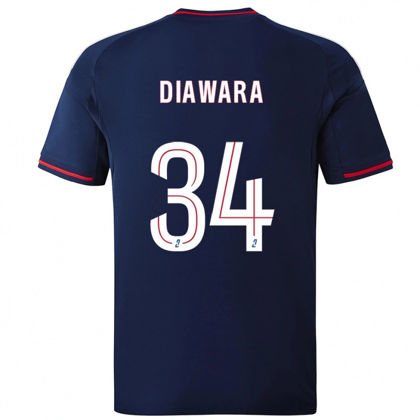 Danxen Børn Mahamadou Diawara #34 Marine Rød Udebane Spillertrøjer 2025/26 Trøje T-Shirt