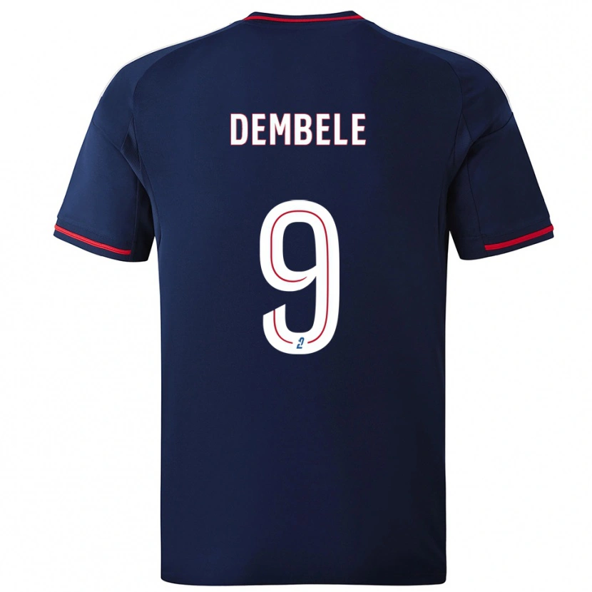 Danxen Børn Moussa Dembele #9 Marine Rød Udebane Spillertrøjer 2025/26 Trøje T-Shirt