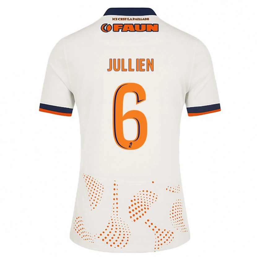 Danxen Børn Christopher Jullien #6 Hvid Orange Udebane Spillertrøjer 2025/26 Trøje T-Shirt