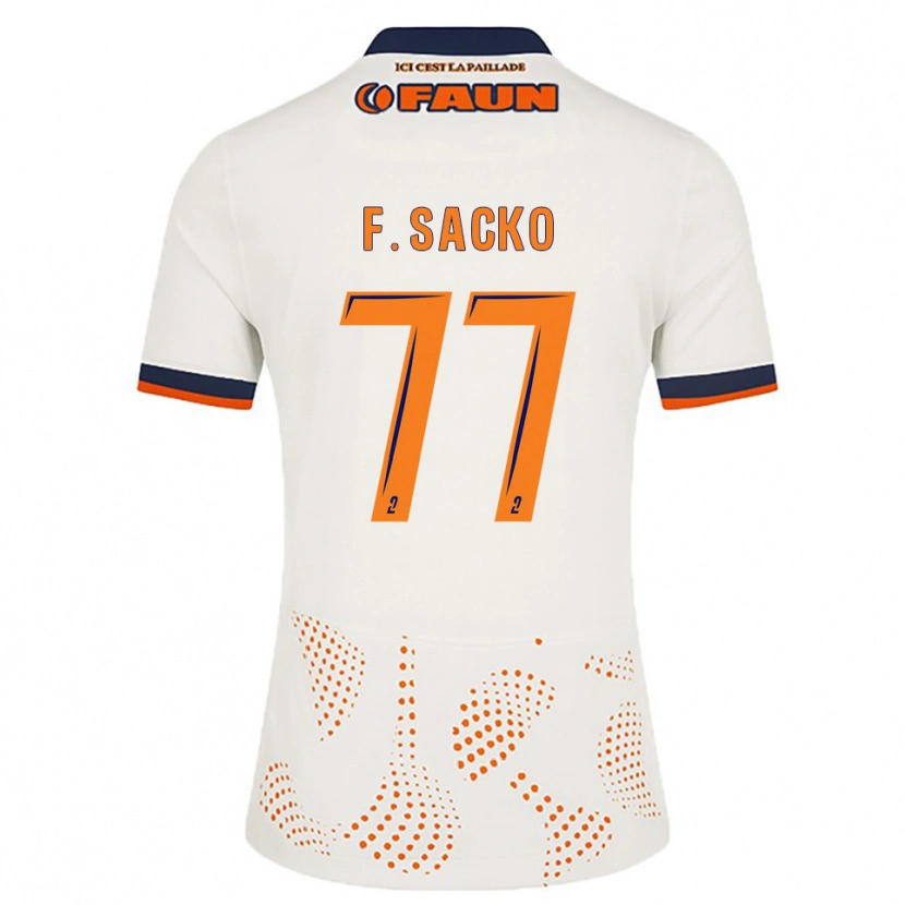 Danxen Børn Falaye Sacko #77 Hvid Orange Udebane Spillertrøjer 2025/26 Trøje T-Shirt