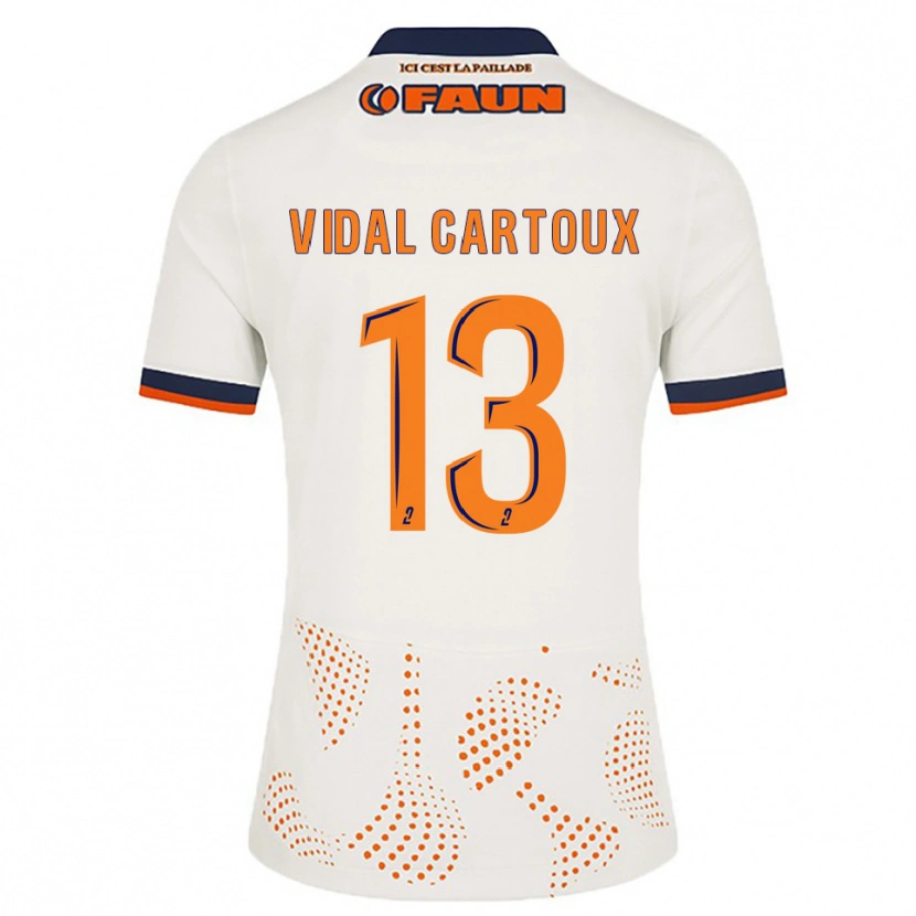 Danxen Børn Noah Vidal-Cartoux #13 Hvid Orange Udebane Spillertrøjer 2025/26 Trøje T-Shirt