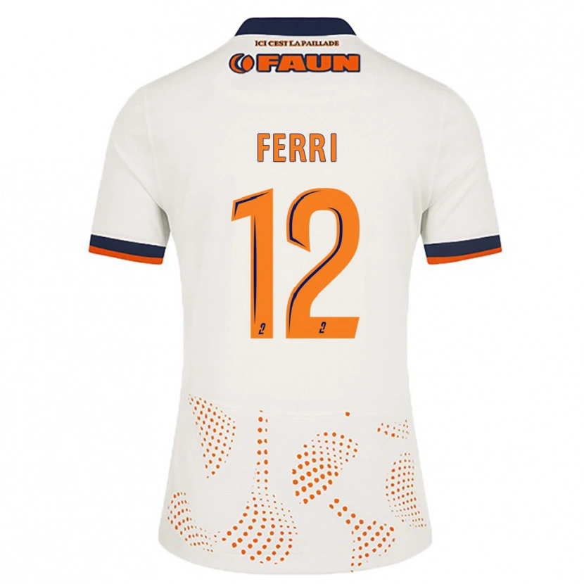 Danxen Børn Jordan Ferri #12 Hvid Orange Udebane Spillertrøjer 2025/26 Trøje T-Shirt