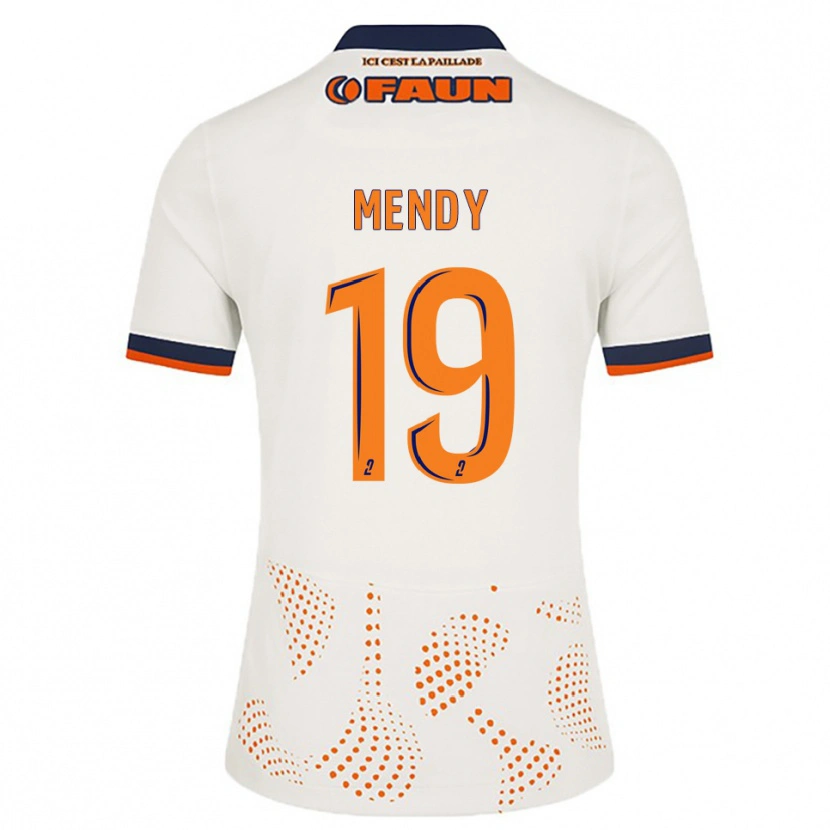 Danxen Børn Alexandre Mendy #19 Hvid Orange Udebane Spillertrøjer 2025/26 Trøje T-Shirt