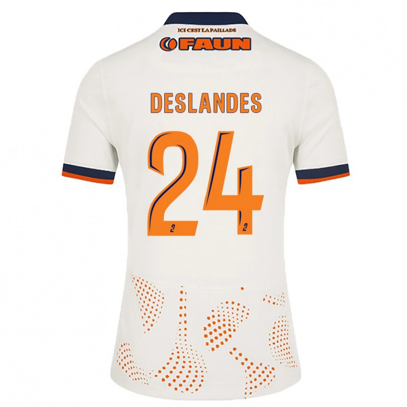 Danxen Børn Océane Deslandes #24 Hvid Orange Udebane Spillertrøjer 2025/26 Trøje T-Shirt