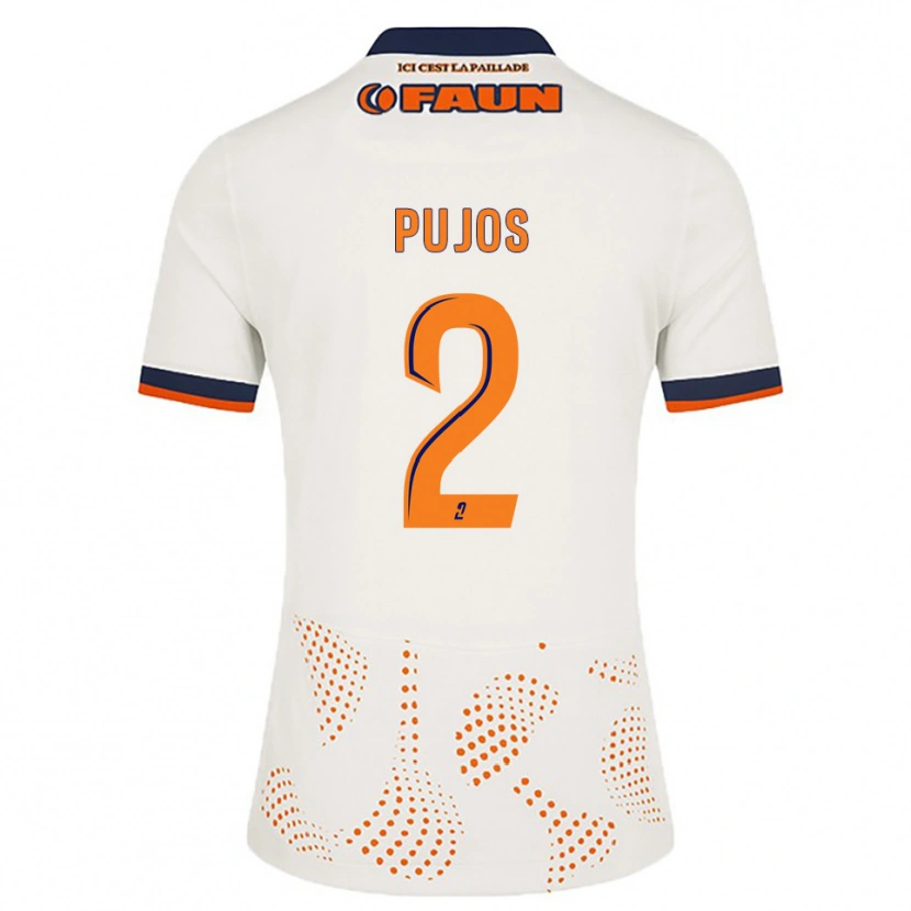 Danxen Børn Lenny Pujos #2 Hvid Orange Udebane Spillertrøjer 2025/26 Trøje T-Shirt