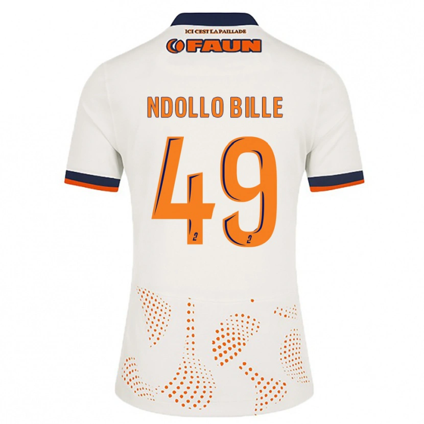 Danxen Børn Wilfried Ndollo Bille #49 Hvid Orange Udebane Spillertrøjer 2025/26 Trøje T-Shirt
