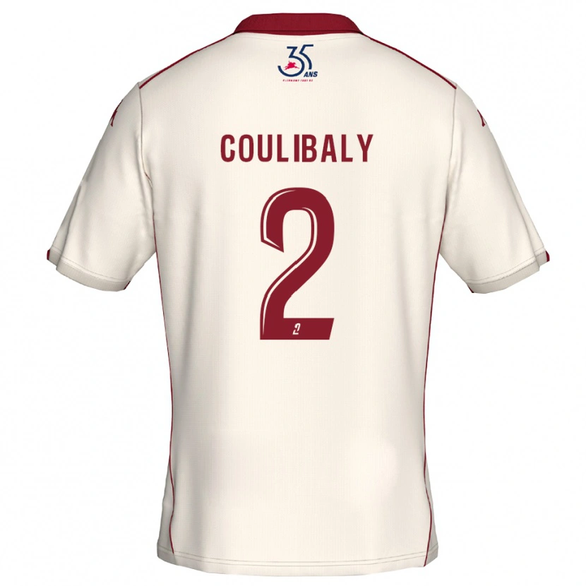 Danxen Børn Ibrahim Coulibaly #2 Hvid Burgundy Udebane Spillertrøjer 2025/26 Trøje T-Shirt