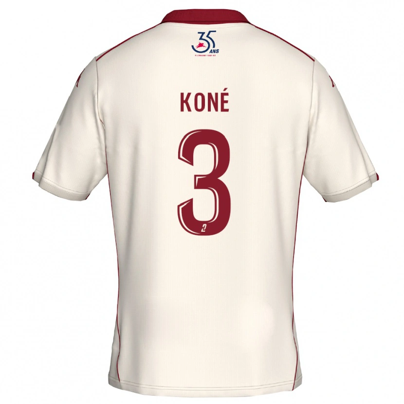 Danxen Børn Lény Koné #3 Hvid Burgundy Udebane Spillertrøjer 2025/26 Trøje T-Shirt