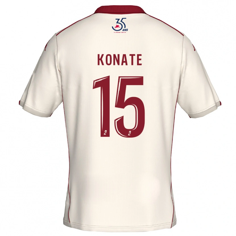 Danxen Børn Cheick Oumar Konaté #15 Hvid Burgundy Udebane Spillertrøjer 2025/26 Trøje T-Shirt