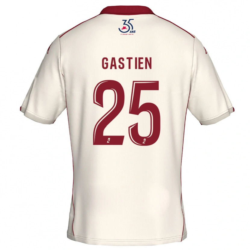 Danxen Børn Johan Gastien #25 Hvid Burgundy Udebane Spillertrøjer 2025/26 Trøje T-Shirt