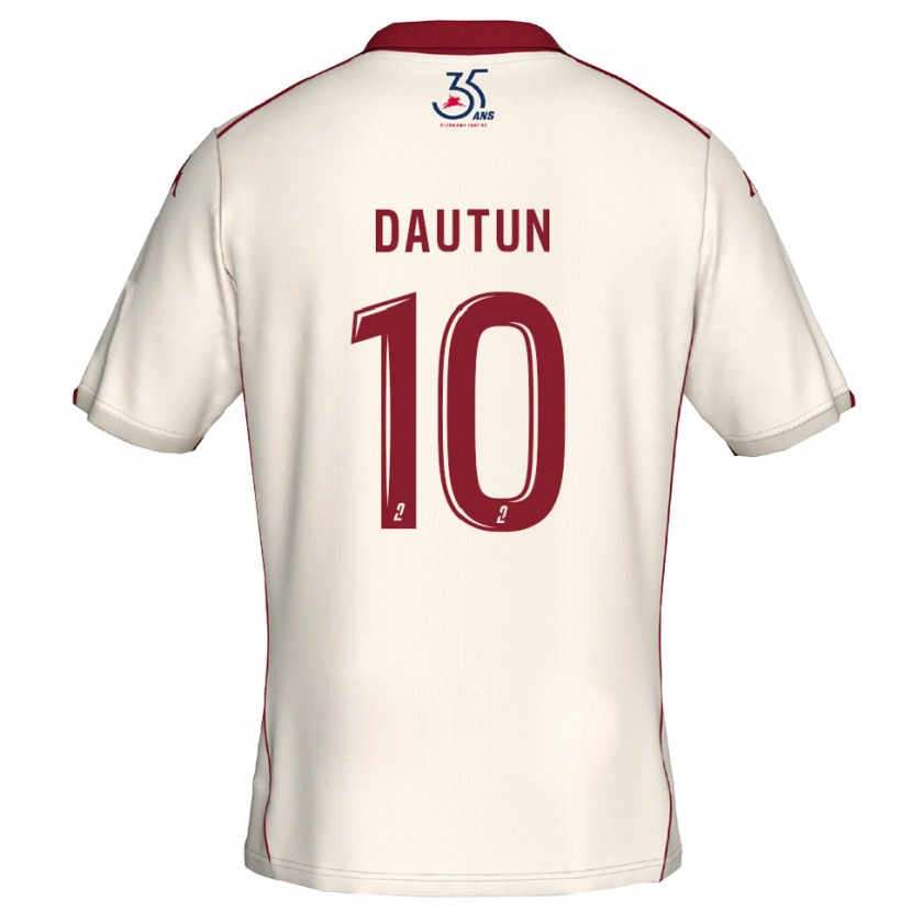 Danxen Børn Margaux Dautun #10 Hvid Burgundy Udebane Spillertrøjer 2025/26 Trøje T-Shirt